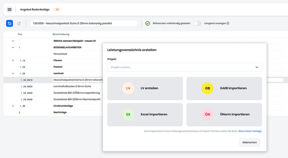 GRAVA connect – Effiziente Ermittlung von Mengen und Positionen