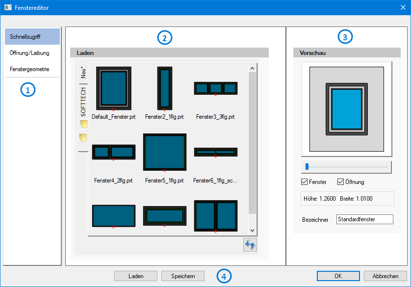 Der Fensterdialog im bauteilEditor