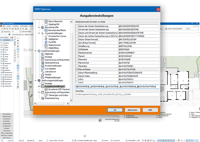 Dialog Plan Ausgabename