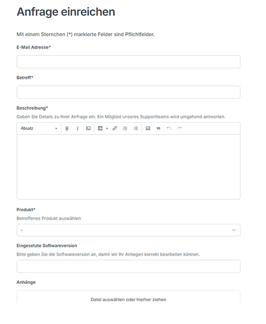 Screenshot: Support-Ticket im SOFTTECH Help Center erstellen