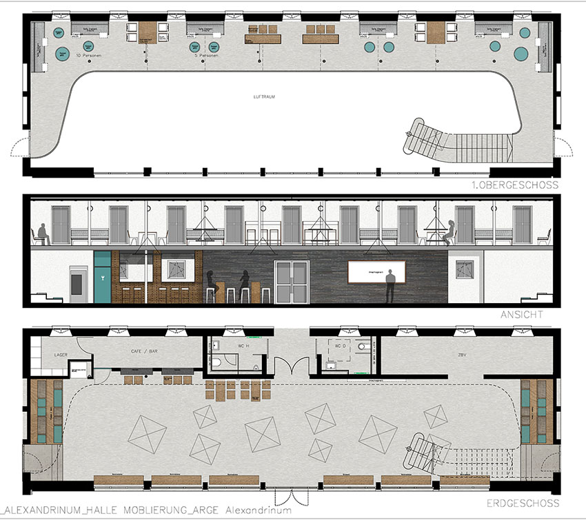 Halle mit Möblierung