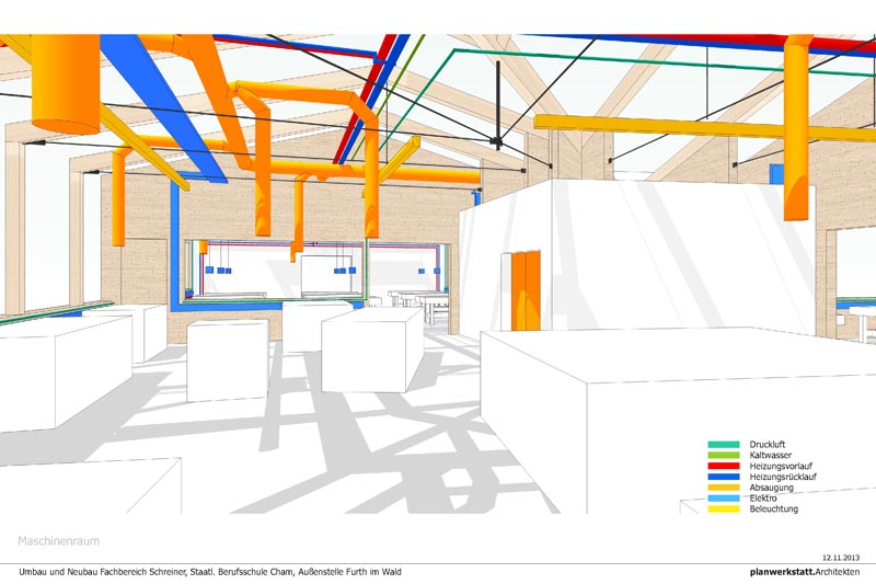 SketchUp Pro-Modell der Schreinerhalle inclusive Medienversorgungen