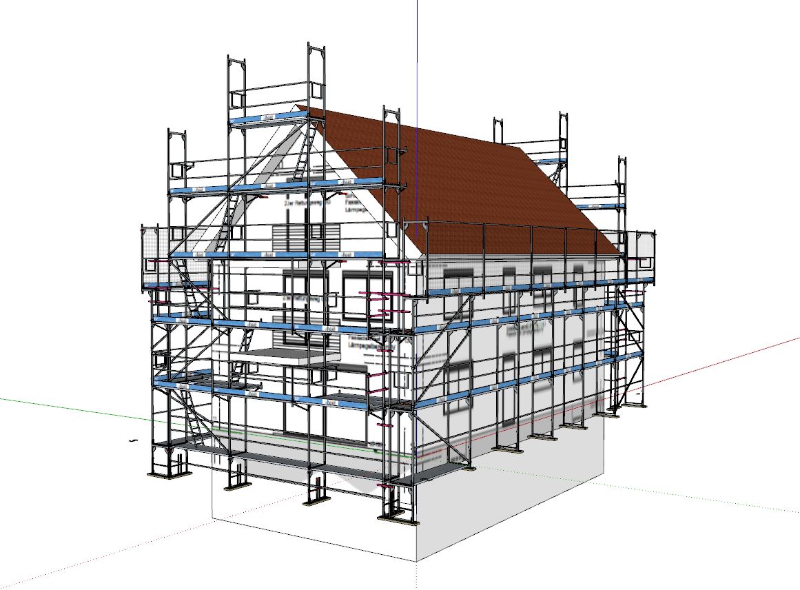 Abb.1 Einfamilienhaus mit scaffmax eingerüstet